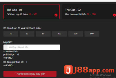 Nạp tiền J88 – Hướng dẫn chi tiết các thao tác chi tiết