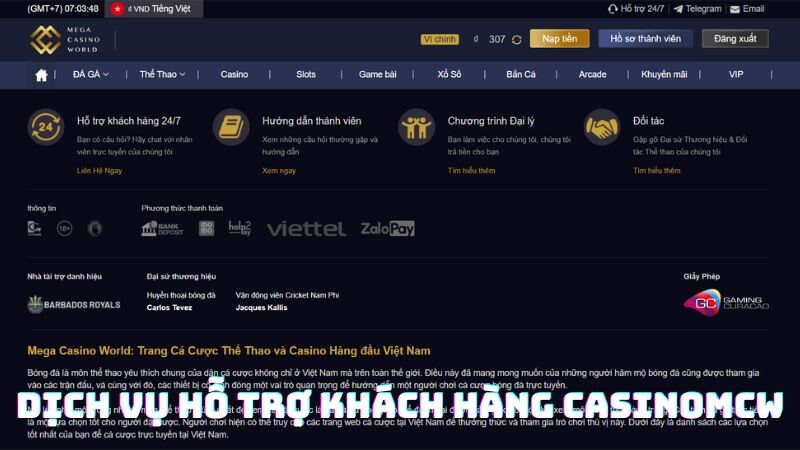 Casinomcw Cung Cấp Dịch Vụ Hỗ Trợ Khách Hàng Đẳng Cấp